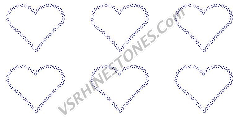Heart Outline Mini (6) Rhinestone Transfer